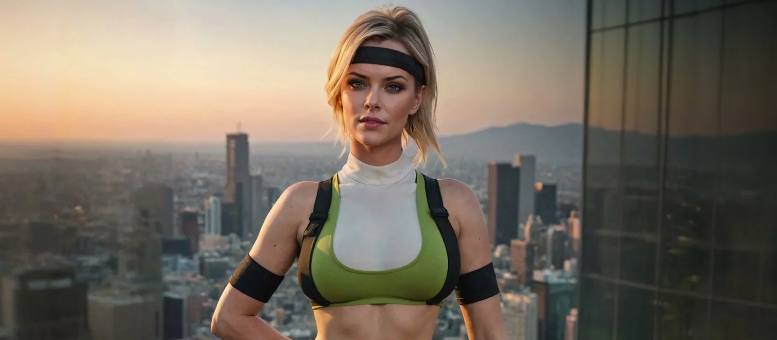 Девушка раздела Соню Блейд из Mortal Kombat в своём косплее Девушка раздела Соню Блейд из Mortal Kombat в своём косплее